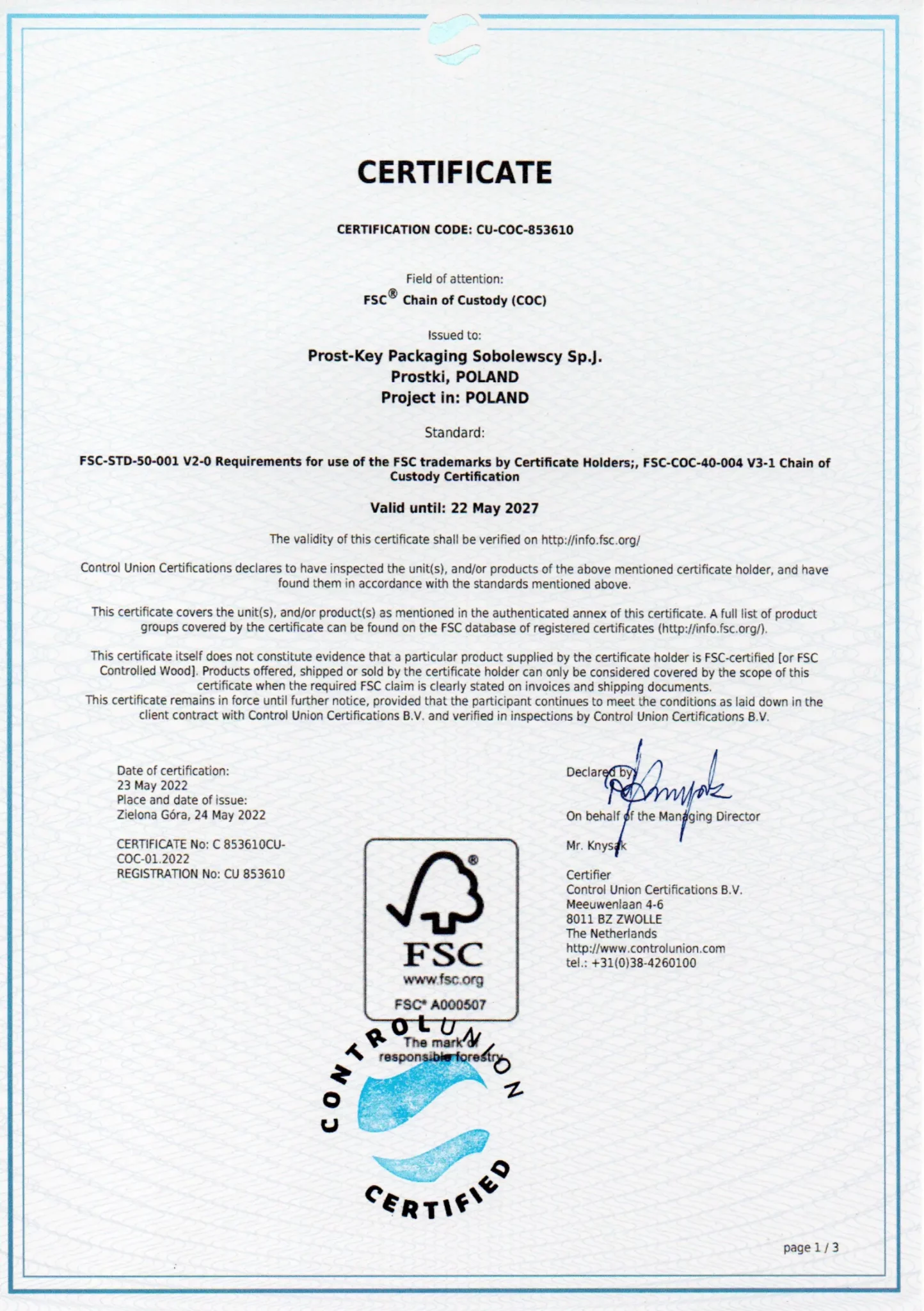 Environmental Certificate